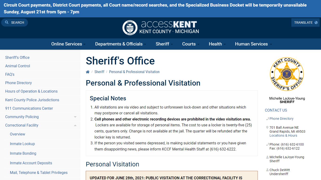 Personal & Professional Visitation - Kent County, Michigan